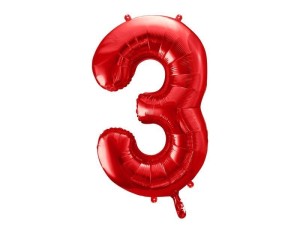 BALON FOLIOWY 3 CZERWONY 86CM