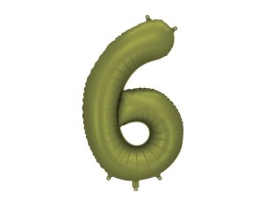 BALON FOLIOWY CYFRA 6 86CM OLIWKOWY