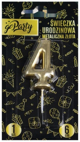 Świeczka urodzinowa 4 Metaliczna złota