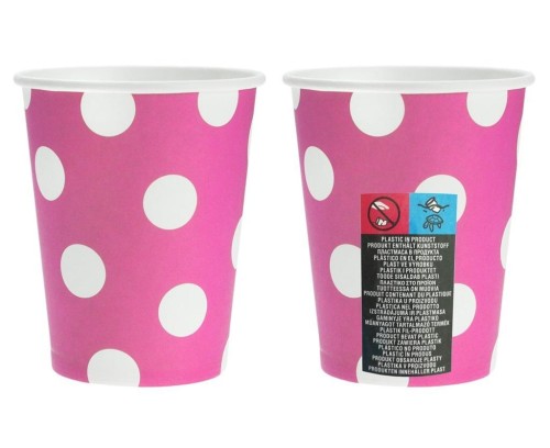Kubeczki papierowe Magenta groszki 270ml 6szt
