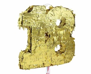 PINIATA CYFRA 18 METALICZNA ZŁOTA 50X40.5X8CM