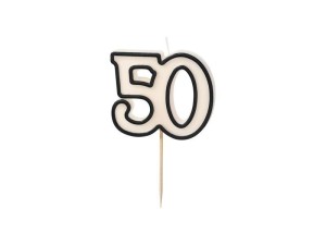 ŚWIECZKA URODZINOWA 50 BIAŁO-CZARNY 5,5CM