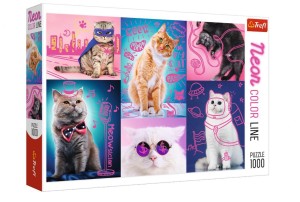 PUZZLE 1000 NEON COLOR LINE - SUPER CATS TREFL