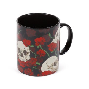 KUBEK PORCELANOWY Z CZASZKAMI I RÓŻAMI, PUCKATOR