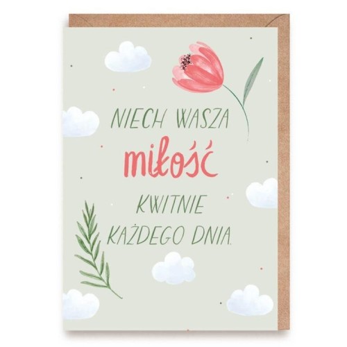 Kartka ślubna Kwiaty, eko koperta
