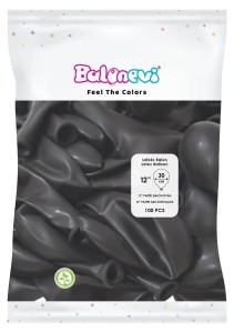 BALONY LATEKSOWE PASTEL CZARNE 25CM 100SZT