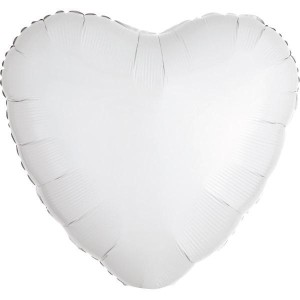 BALON FOLIOWY METALIK BIAŁY SERCE 43CM