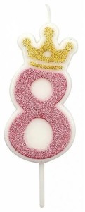 ŚWIECZKA 8 RÓŻOWA 6,8CM PARTY GO