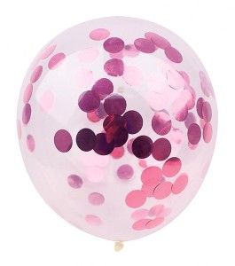 BALON Z KONFETTI RÓŻOWY 6 SZT PARTY GO