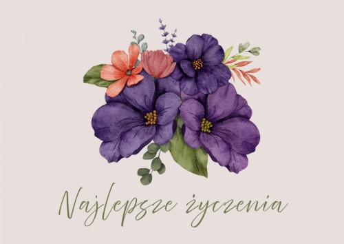 Karnet - Najlepsze życzenia - fioletowa