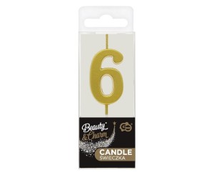 ŚWIECZKA PIKER B&C CYFRA 6 METALICZNA ZŁOTA 9,5CM