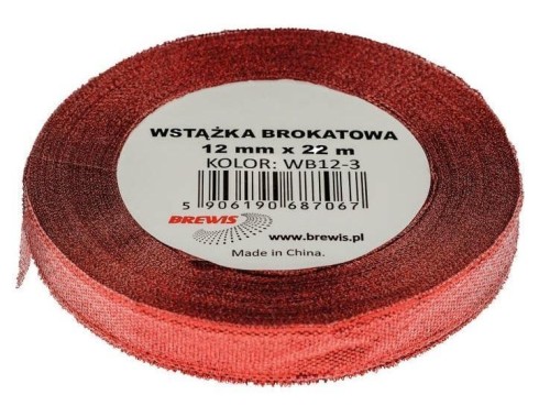 Wstążka brokatowa czerwona 12mmx22m