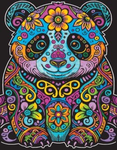 KOLOROWANKA WELWETOWA 47X35CM PANDA