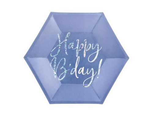 Talerzyki Happy B'day! granatowy 20cm 6szt