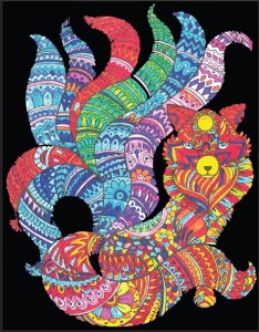 KOLOROWANKA WELWETOWA 47X35CM KITSUNE LIS...