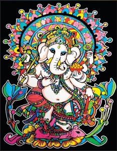 KOLOROWANKA WELWETOWA 47X35CM GANESHA
