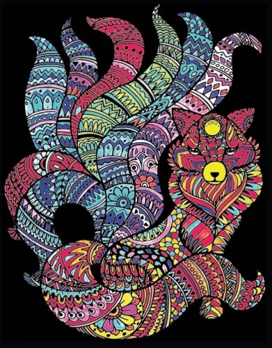 Kolorowanka welwetowa A4 Kitsune Lis o 9 ogonach
