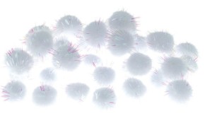 POMPONY METALICZNE BIAŁE 2CM
