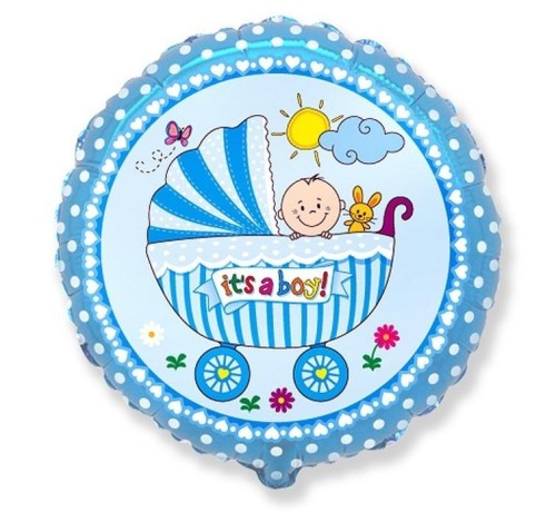Balon foliowy Wózek dla chłopca 45cm