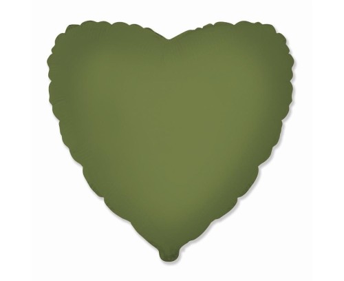 Balon foliowy Serce matowe Olive Green 45cm