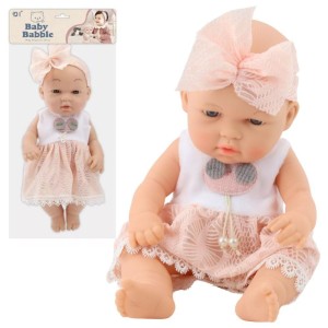 LALKA BOBAS 30CM W RÓŻOWEJ SUKIENCE, LEANTOYS