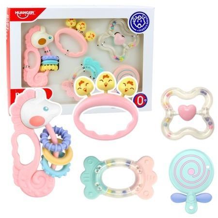 Grzechotki sensoryczne pastelowe 5szt, Leantoys