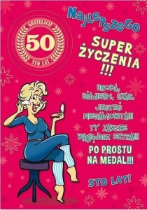 KARNET PARTY NAKLEJANY B6+KOPERTA URODZINY 50 WZ01