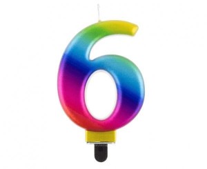 ŚWIECZKA CYFERKA 6 BEAUTY&CHARM GALAXY 8CM