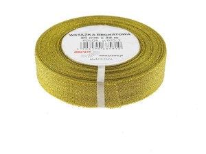 WSTĄŻKA BROKATOWA ZŁOTA 25MMX22M