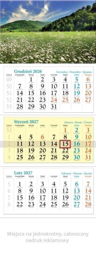 Kalendarz 2027 trójdzielny Łąka