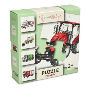 PUZZLE 4-ELEMENTOWE POJAZDY, MAMA MALUJE