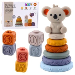 KLOCKI SENSORYCZNE MIĘKKIE PIRAMIDA KOALA 13EL