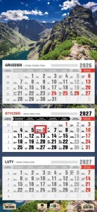 KALENDARZ 2027 TRÓJDZIELNY TATRY KOŚCIELEC