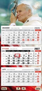 KALENDARZ 2027 TRÓJDZIELNY ŚWIĘTY JAN PAWEŁ II