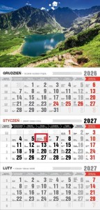 KALENDARZ 2027 TRÓJDZIELNY EKONOMICZNY TATRY