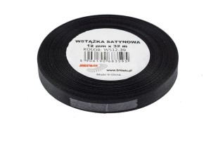 WSTĄŻKA SATYNOWA CZARNA 12MMX32M