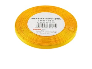 WSTĄŻKA SATYNOWA ŻÓŁTA 6MMX32M 2SZT