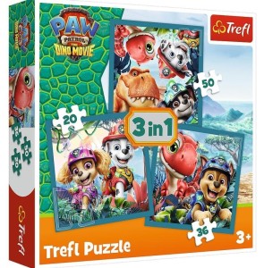 PUZZLE 3W1 PAW PATROL I WYSPA DINOZAURÓW TREFL