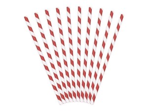 SŁOMKI PAPIEROWE CZERWONE 19,5CM 10SZT