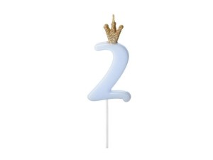 ŚWIECZKA URODZINOWA 2 JASNY NIEBIESKI 9,5CM