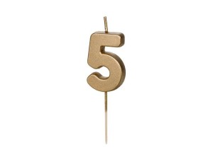 ŚWIECZKA URODZINOWA 5 ZŁOTA 4,5CM