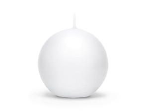 ŚWIECA MATOWA KULA BIAŁY 6CM 10SZT