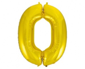 BALON FOLIOWY B&C CYFRA 0 ZŁOTA 9 CM