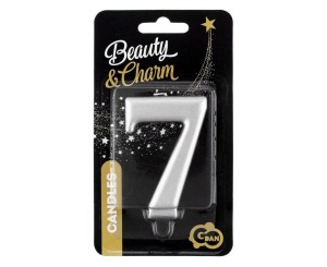 ŚWIECZKA B&C 7 METALIK SREBRNA 8,0CM