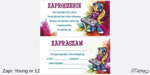 ZAPROSZENIA YOUNG DZIEWCZYNKA WZÓR NR 12 10SZT