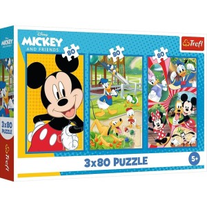 PUZZLE 3X80 EKIPA MYSZKI MIKI TREFL, TREFL