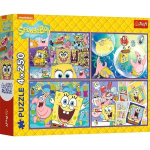 PUZZLE 4X250 SZALONY ŚWIAT SPONGE BOBA TREFL