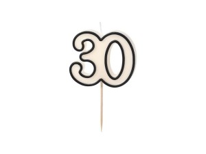 ŚWIECZKA URODZINOWA LICZBA 30 BIAŁO-CZARNY 5,5CM