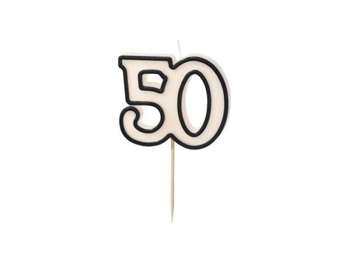 Świeczka urodzinowa liczba 50 biało-czarny 5,5cm