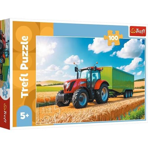 Puzzle 100 Traktor z przyczepą TREFL, Trefl